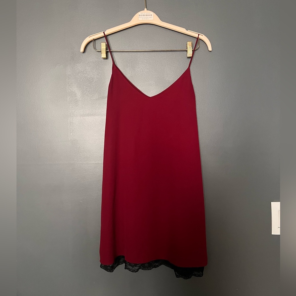 Vintage Forever 21 Burgundy Slip Dress with lining and lace accent